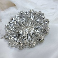 Crystal Rhinestone Bridal Wedding Round Cake Jewelry Belt Buckle Brooch Pin - Thumbnail 1