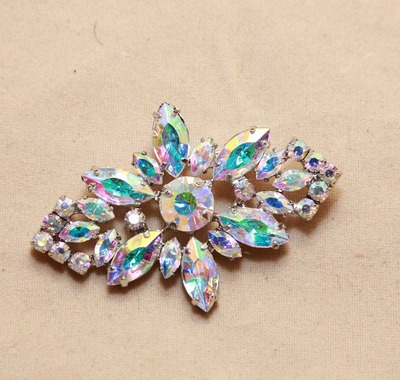 Vintage Style AB Glass Crystal Rhinestone Wedding Bridal Bride Gift Brooch Pin