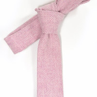 Mens Tie Skinny Necktie - Laid-Back necktie- dark Pink wool tie - Thumbnail 1