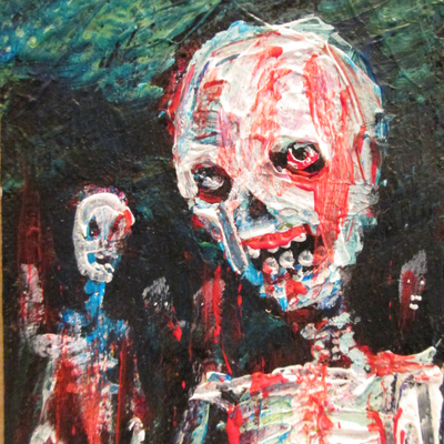 Hordes # 320  original art card by jack larson 3.5"x2.5" from zombie art by jack larson