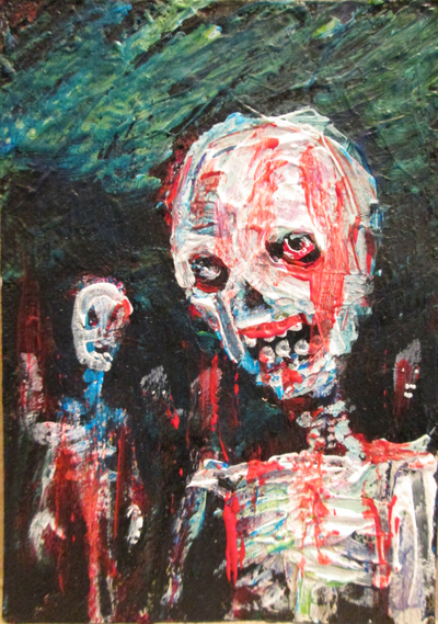 Hordes # 320  original art card by jack larson 3.5"x2.5" from zombie art by jack larson