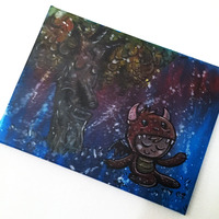 9x12" Red Dragon Boy Acrylic Hand Paining on canvas  - Thumbnail 1