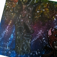 9x12" Red Dragon Boy Acrylic Hand Paining on canvas  - Thumbnail 4