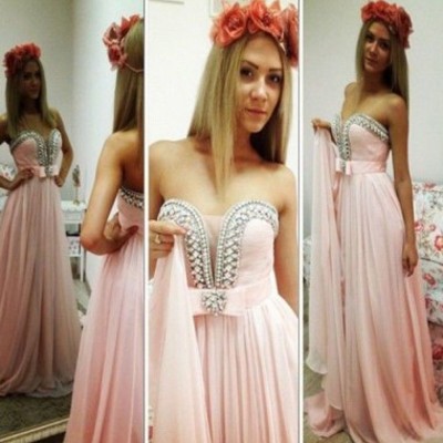 Long prom dress, pink prom dress, cheap prom dress, chiffon prom dress, party prom dress, long evening dress, d321 - Thumbnail 5