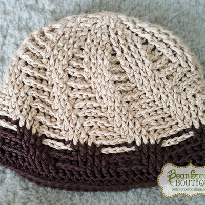 Spiral herringbone beanie