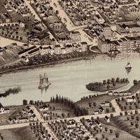 Augusta, Maine in 1878 - Bird's Eye View Map, Aerial, Panorama, Vintage, Antique, Reproduction, Giclée, Framable, Fine Art - Thumbnail 3