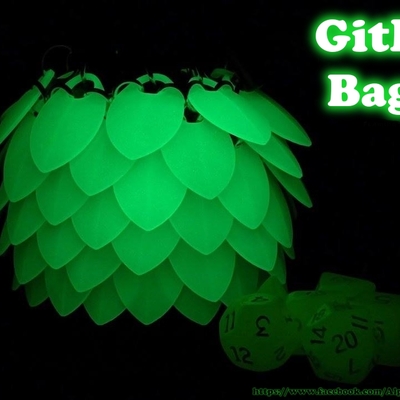 Large glow in the dark scale dice bag