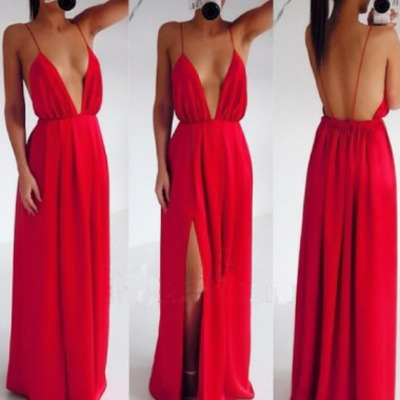 Red prom dress, long prom dress, sexy prom dress, backless prom dress, cheap prom dress, long evening dress, e601 - Thumbnail 5