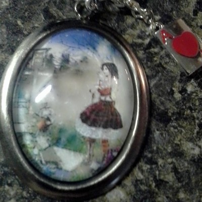 Vintage steampunk glass alice in wonderland