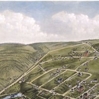 Seymour, Connecticut in 1879 - Bird's Eye View Map, Aerial, Panorama, Vintage, Antique, Giclée, Fine Art, Wall Art, History - Thumbnail 1