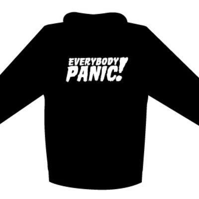 Everybody panic! white logo hoodie