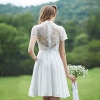 short bridesmaid dress, short sleeve bridesmaid dress, junior bridesmaid dress, cheap bridesmaid dress, bridesmaid dress for girls, E563 - Thumbnail 2