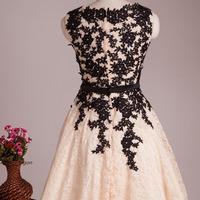 short bridesmaid dress, lace bridesmaid dress, homecoming dress, short prom dress, party dress for girls, E564 - Thumbnail 1