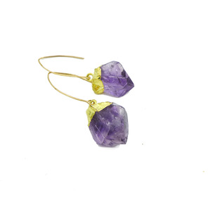 Raw Amethyst Point Earrings - Thumbnail 1