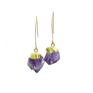 Raw Amethyst Point Earrings