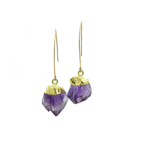 Raw Amethyst Point Earrings