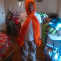 Crochet Long Hood Scarf  with Pockets  - Thumbnail 1