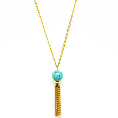 Blue howlite tassel necklace : the aphrodite necklace