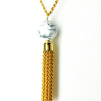 The Aphrodite Necklace : White Howlite Tassel Necklace - Thumbnail 1