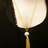 The Aphrodite Necklace : White Howlite Tassel Necklace - Thumbnail 4