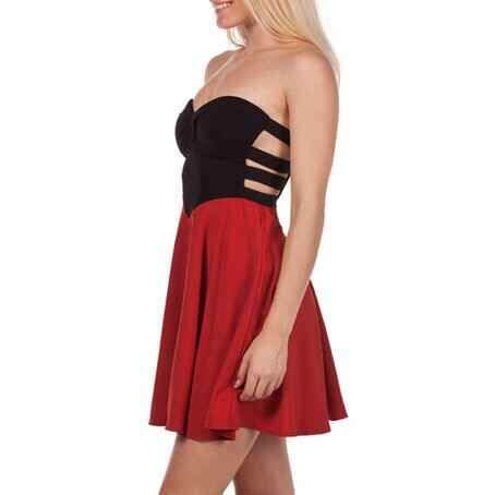 Black And Red Strapless Side Cut Out