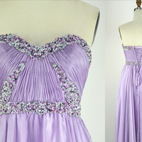 long bridesmaid dress, lilac bridesmaid dress, cheap bridesmaid dress, chiffon bridesmaid dress, strapless bridesmaid dress, E611 - Thumbnail 1