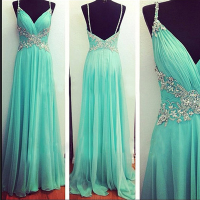 Turquoise prom dress, long prom dress, cheap prom dress, chiffon prom dress, party prom dress, evening prom dress, e6115 - Thumbnail 5