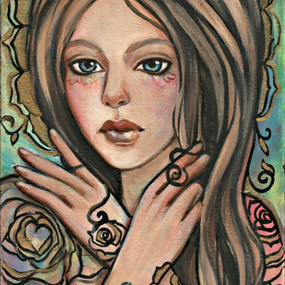 Golden goddess * 8x10 original painting - Thumbnail 2