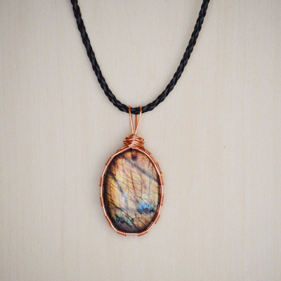 Labradorite wire wrapped necklace - Thumbnail 3