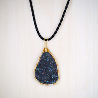 Titanium Druzy Wire Wrapped Necklace - Thumbnail 1