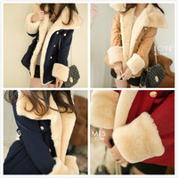 College double-breasted cape coat - Thumbnail 1