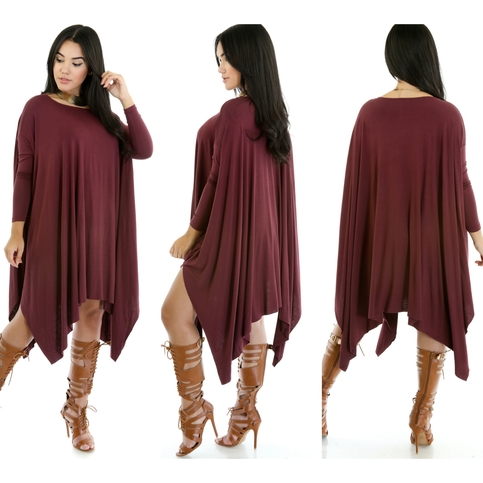 She's Draping Dress/Burgundy