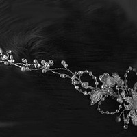 SILVER Bridal Wedding Bride Rhinestone Crystal Swarovski Pearl tiara Headband Combs - Thumbnail 3