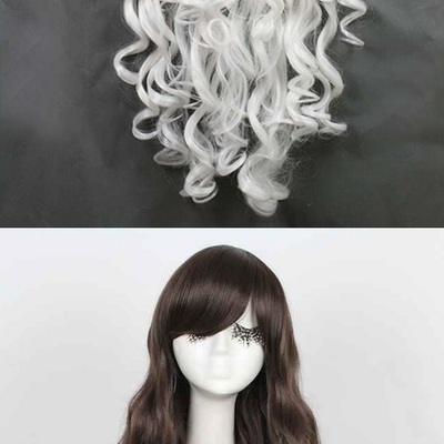 Curly white blonde pink red blue brown cosplay wig 100cm synthetic hair long
