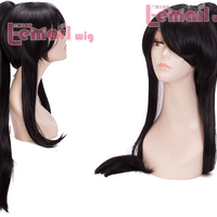 Long Straight Synthetic Black Cosplay Wig With Ponytail - Thumbnail 1