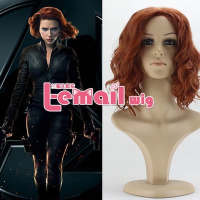 Brown synthetic short curly avengers wig