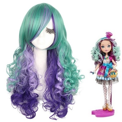 Green rainbow purple cosplay wig