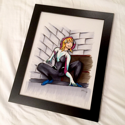 Spider-gwen on a ledge - original colors framed