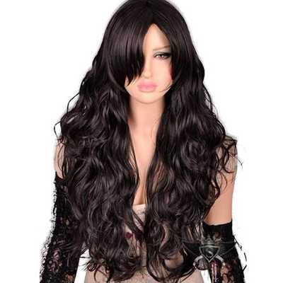 Free Shipping Black Lolita Cosplay Wig Long Wavy 30 Inches