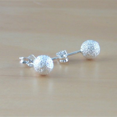925 silver ball stud earrings/frosted stud earrings/6mm stud earrings/frosted snowball earrings/silver ball jewelry/silver ball jewellery
