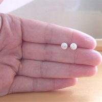 925 Silver Ball Stud Earrings/Frosted Stud Earrings/6mm Stud Earrings/Frosted Snowball Earrings/Silver Ball Jewelry/Silver Ball Jewellery - Thumbnail 3