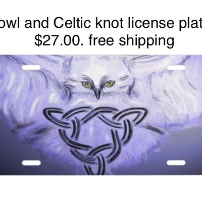 Owl and celtic knot license plate 