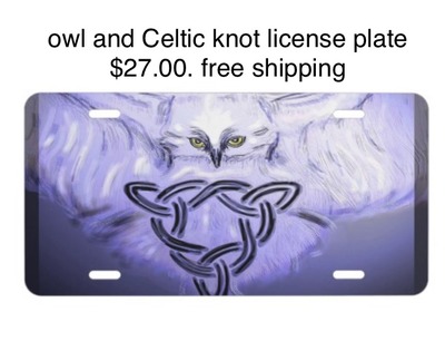 Owl and Celtic knot license plate 