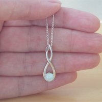 925 White Opal Pendant & 18" Silver Chain/White Opal Necklace/Opal Jewellery/Opal Jewelry/Opal Jewelery/October Birthstone/Opal Gemstone/925 - Thumbnail 2