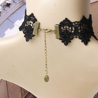 Black Lace Goth Victorian Lolita Choker Necklace - Thumbnail 1