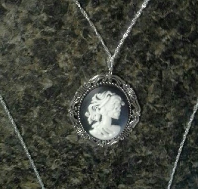 Sterling silver black gothic lolita skull cameo necklace