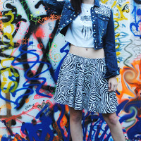 Zebra & Paisley Bleached Denim Jacket - Thumbnail 2