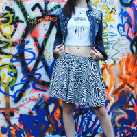 Zebra & Paisley Bleached Denim Jacket - Thumbnail 3