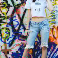 Bleached & Studded Cutoff Abercrombie Shorts - Thumbnail 1