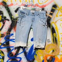Bleached & Studded Cutoff Abercrombie Shorts - Thumbnail 2